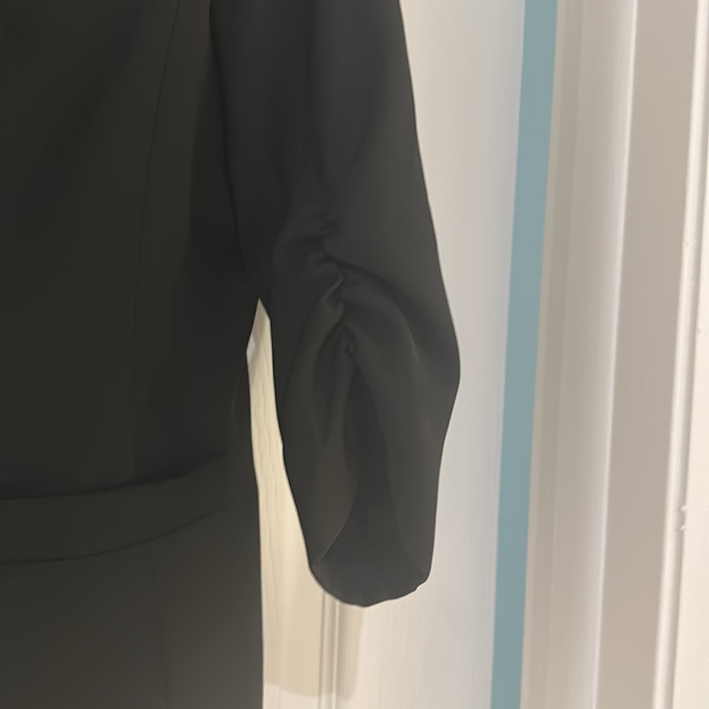 Black Tailored Blazer with Notched Lapels - Picture 3 of 4